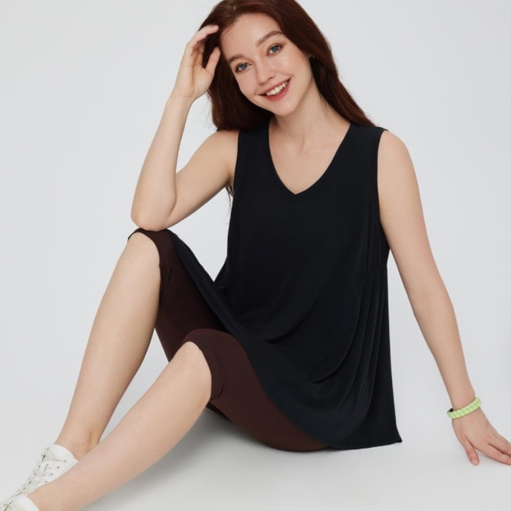 BALEAF Tank Tops V-Neck Tunic Sleeveless Workout Long Loose Fit Camis Sz XS NWT